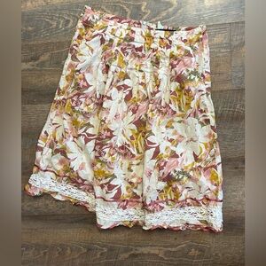 MaxMara Floral A-Line Skirt in Pink, Cream & Mustard